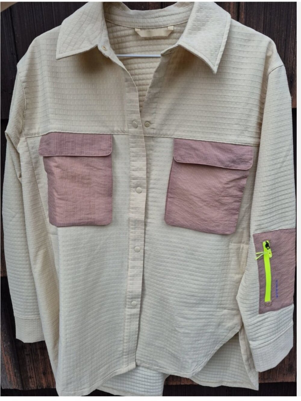 Lululemon Grid Fleece Hiking Overshirt in Prosecco/Pink Clay 8 Retail $148